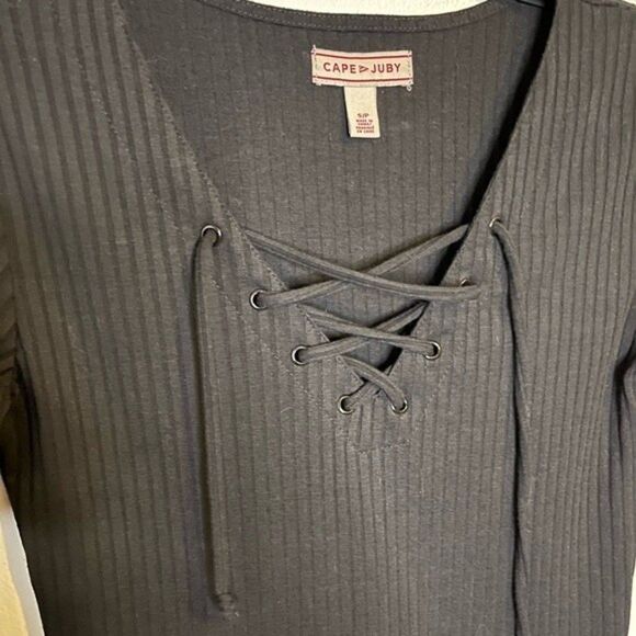 Cape Juby Black Ribbed Lace Up Dress Size Small - Picture 3 of 4